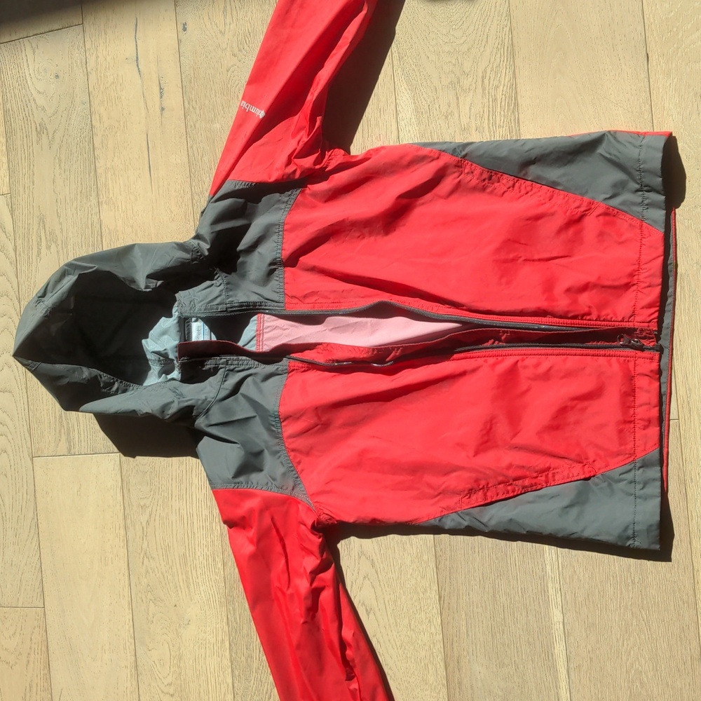 Columbia Red & Grey Thin Rain Coat